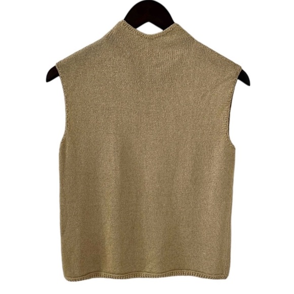 St. John Gold Metallic Sleeveless Knit Sweater Size 2 - Picture 1 of 10